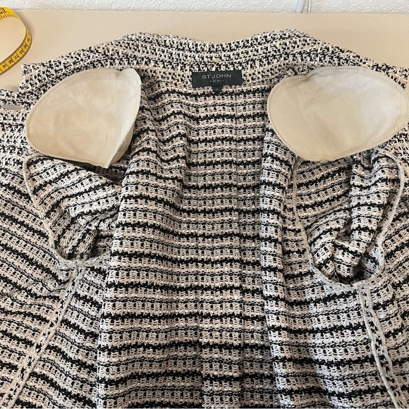St. John Longline Tweed Blazer Jacket 3/4 Sleeves Women’s Sz 12 Designer Classic - Picture 13 of 16
